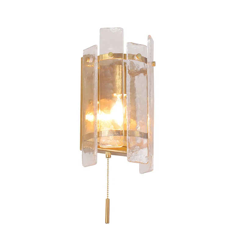 1-Light Modern Kaca Wall Sconce karo Rantai Tarik