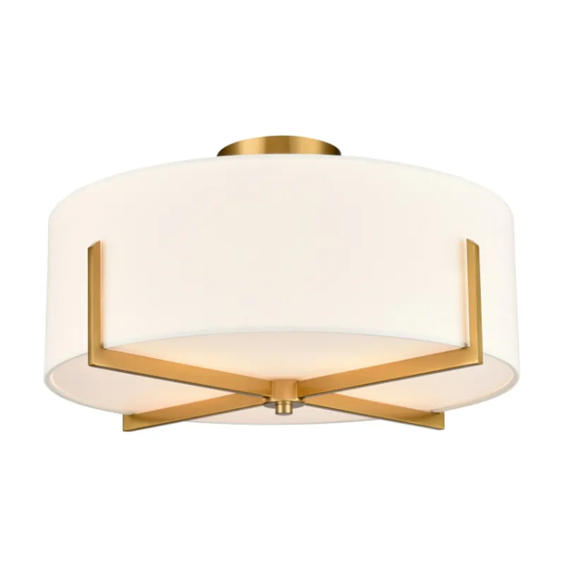 Kepiye Lampu Langit-langit Modern kanthi Shade Kain Tekstur Krim Ngubah Ruang Interior Kontemporer