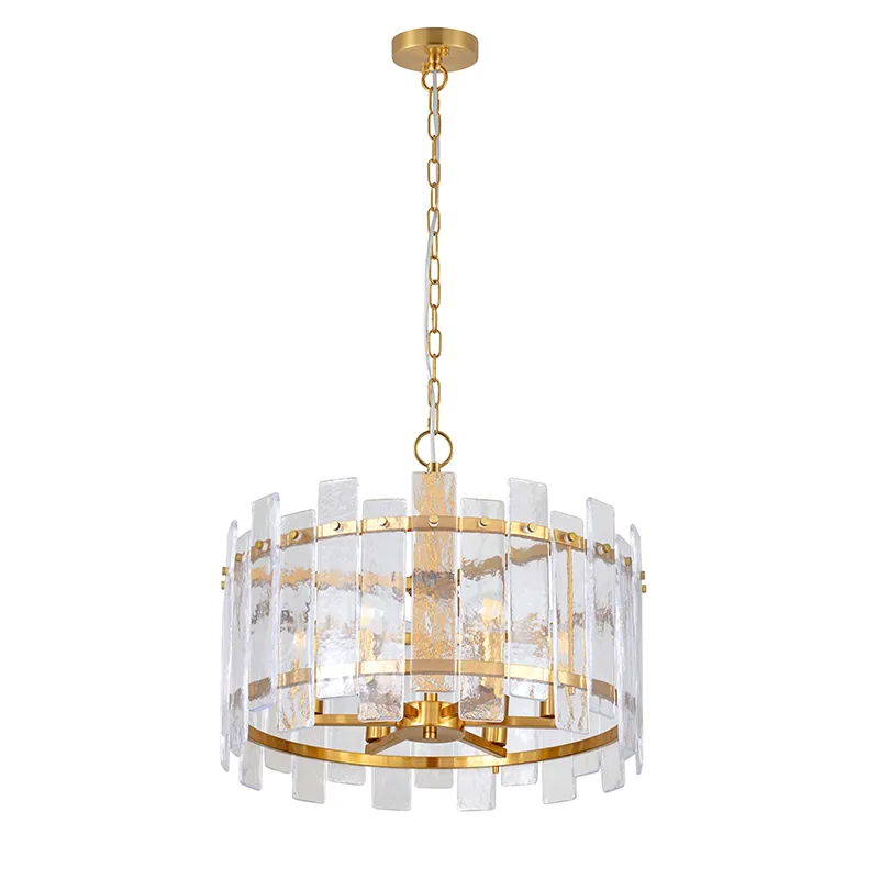 6-Light Textured Kaca Silinder Lampu Gantung Modern