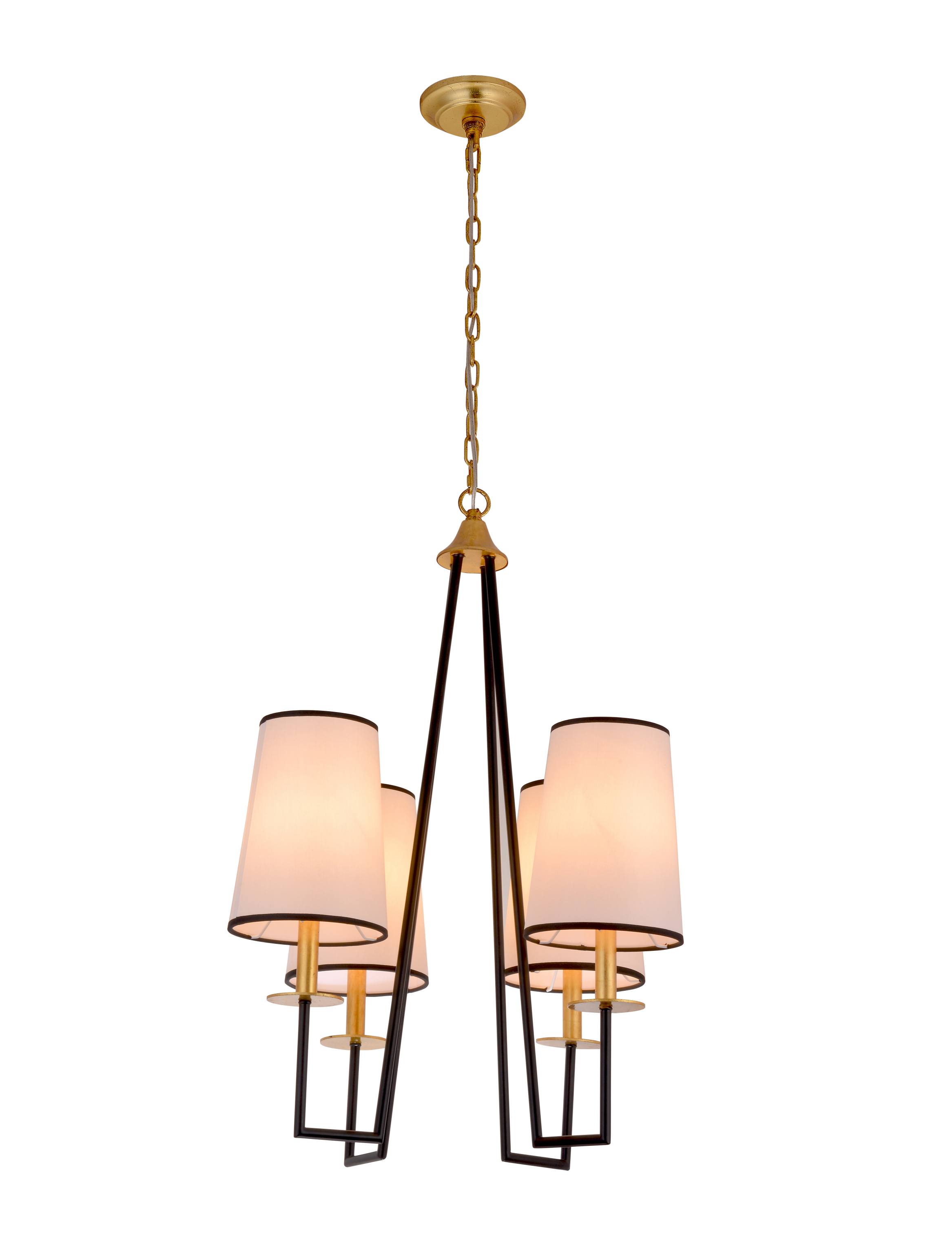 Geometris Ireng Emas 4-Candelan Kain Shade Chandelier