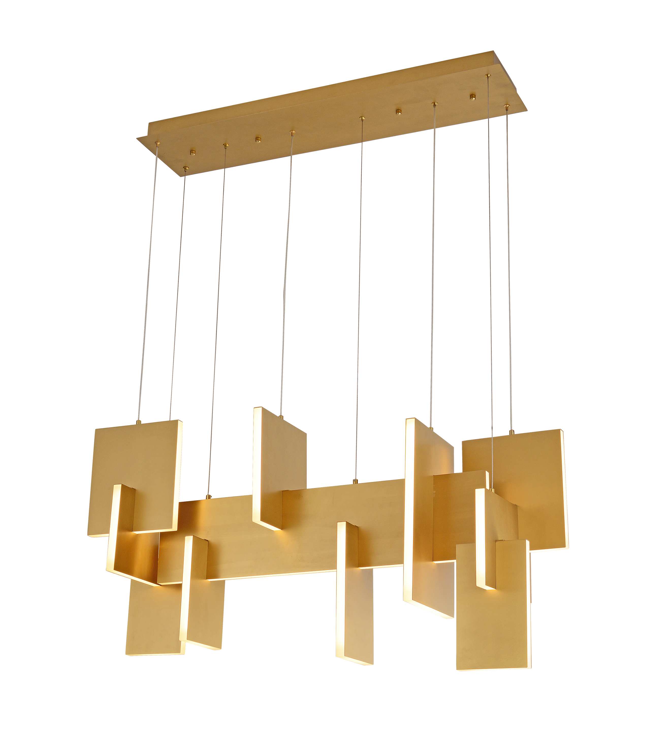 Lampu Gantung Linear Panel Geometris Emas