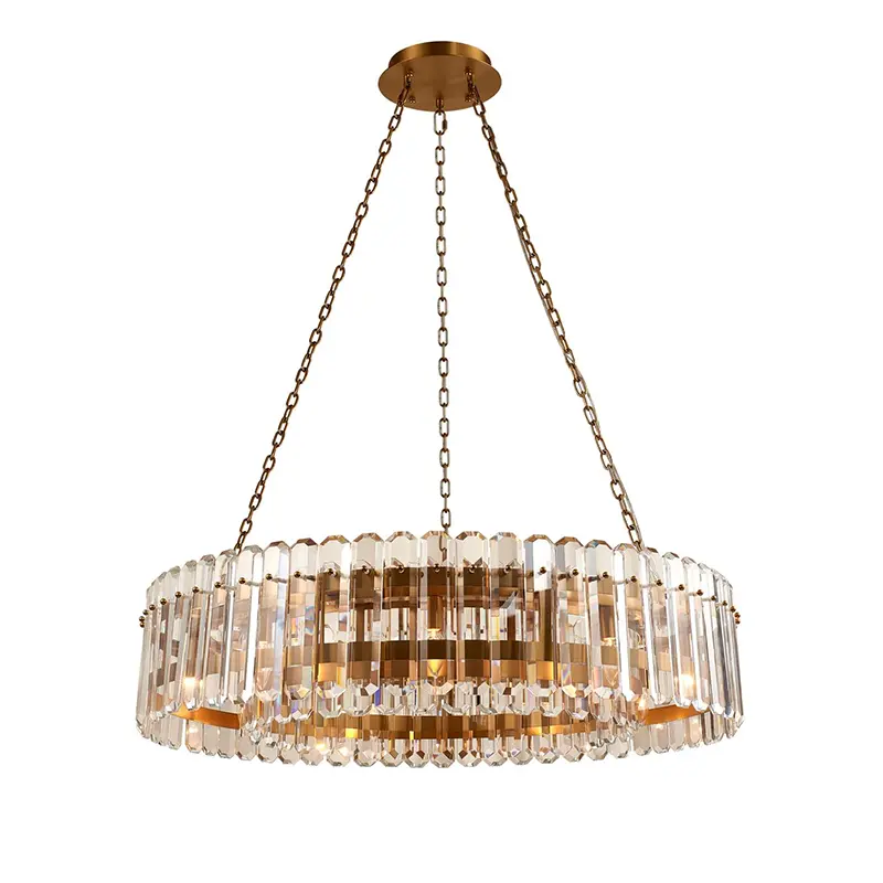 Gedhe Wide Drum Chandelier karo Akrilik Clear