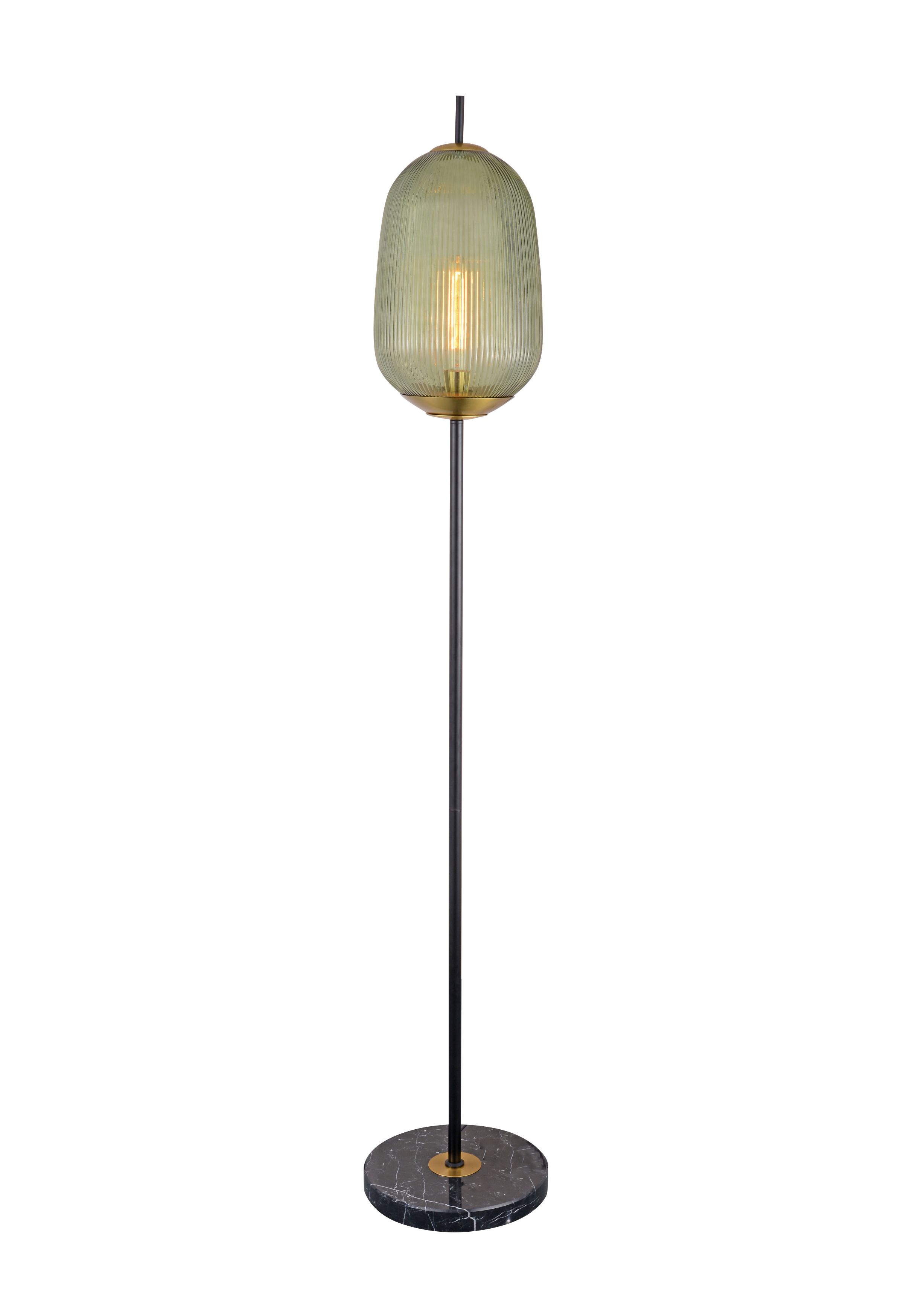 Lampu Lantai Marmer Kaca Sage Green Ribbed
