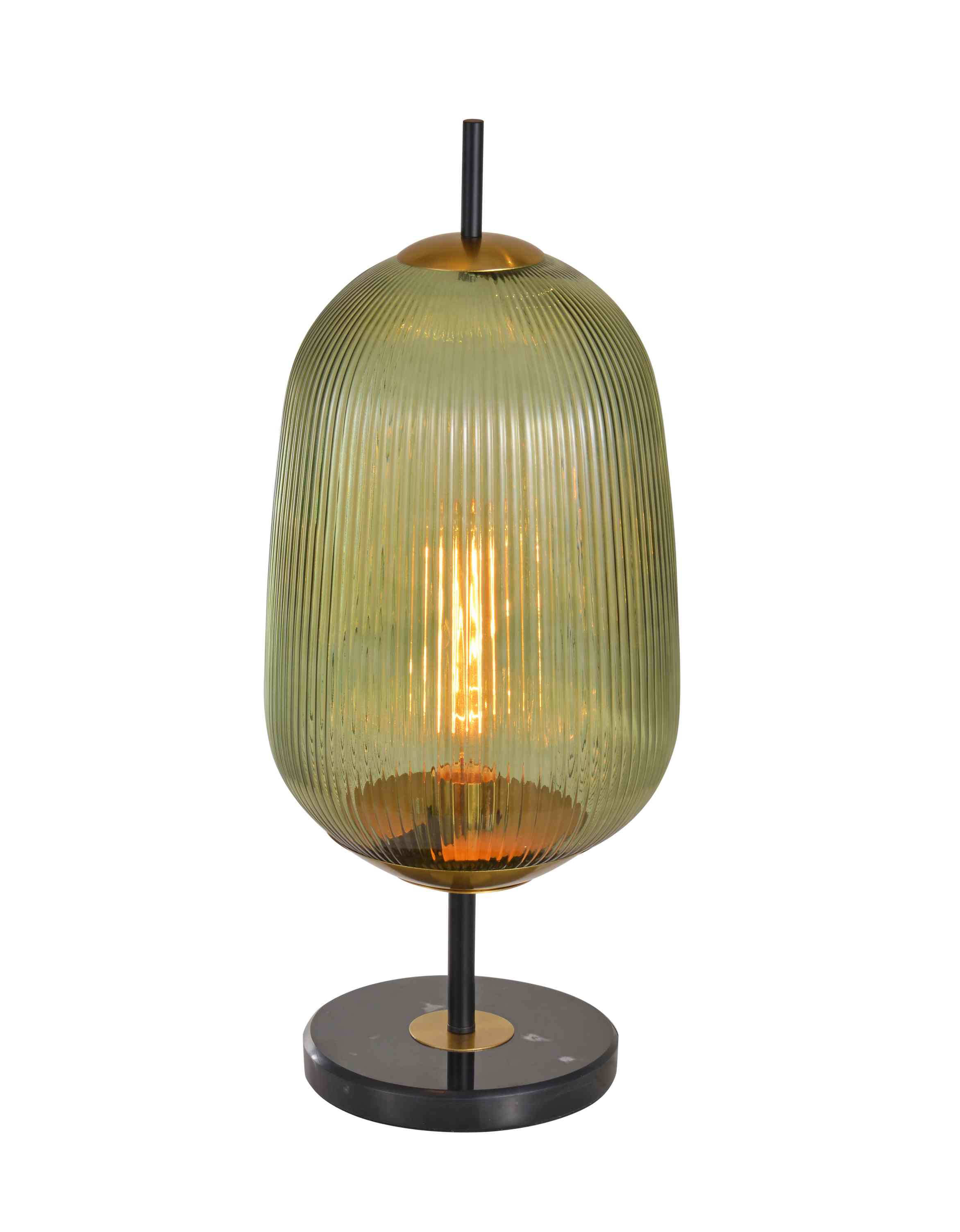 Vintage Vertikal Ribbed Green Kaca Lampu Meja